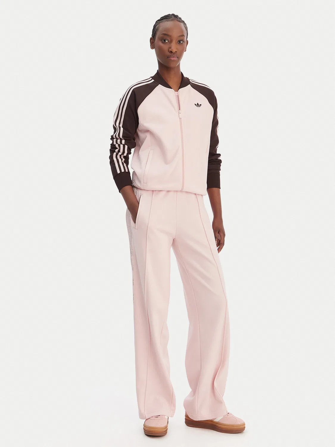 Женские спортивные брюки свободного кроя Firebird Lace Adidas, розовый — фото 2