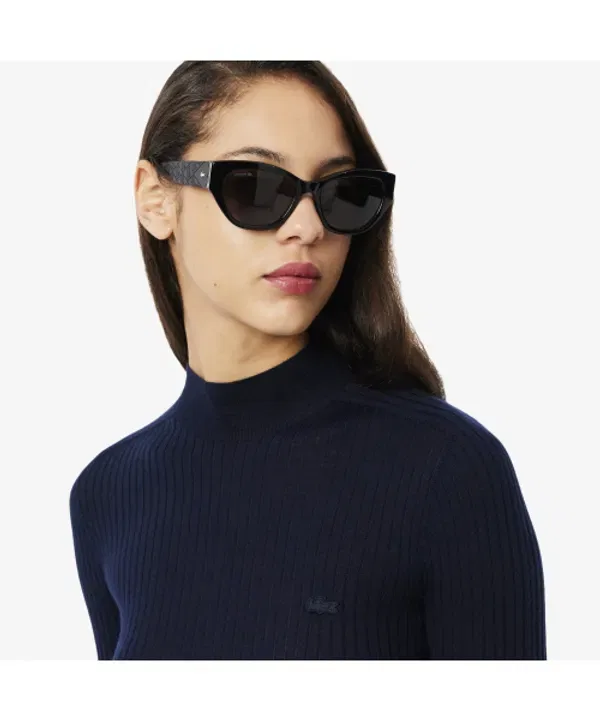 Свитер женский Lacoste 166, из мериносовой шерсти, классический крой, серый — фото 2