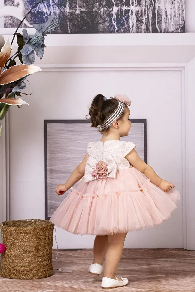 Детское платье для девочек с цветочным принтом Süslü Pink Kids, Pink — фото 3