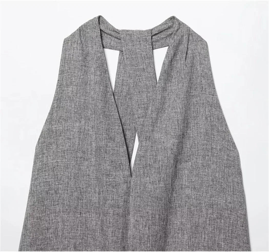 Женское платье без рукавов с открытой спиной Casual Elegant, Gray — фото 3