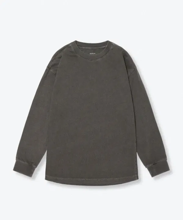 Футболка с длинным рукавом оверсайз пигментная, Musinsa Standard Kids, charcoal gray — фото 3