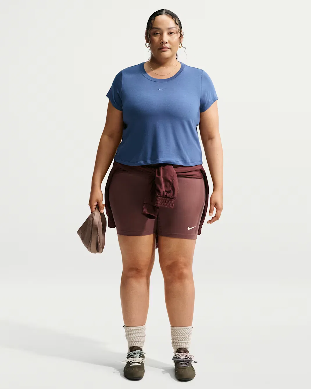 Женская укороченная футболка (большие размеры) Nike Sportswear Chill Knit, Mystic Navy — фото 4