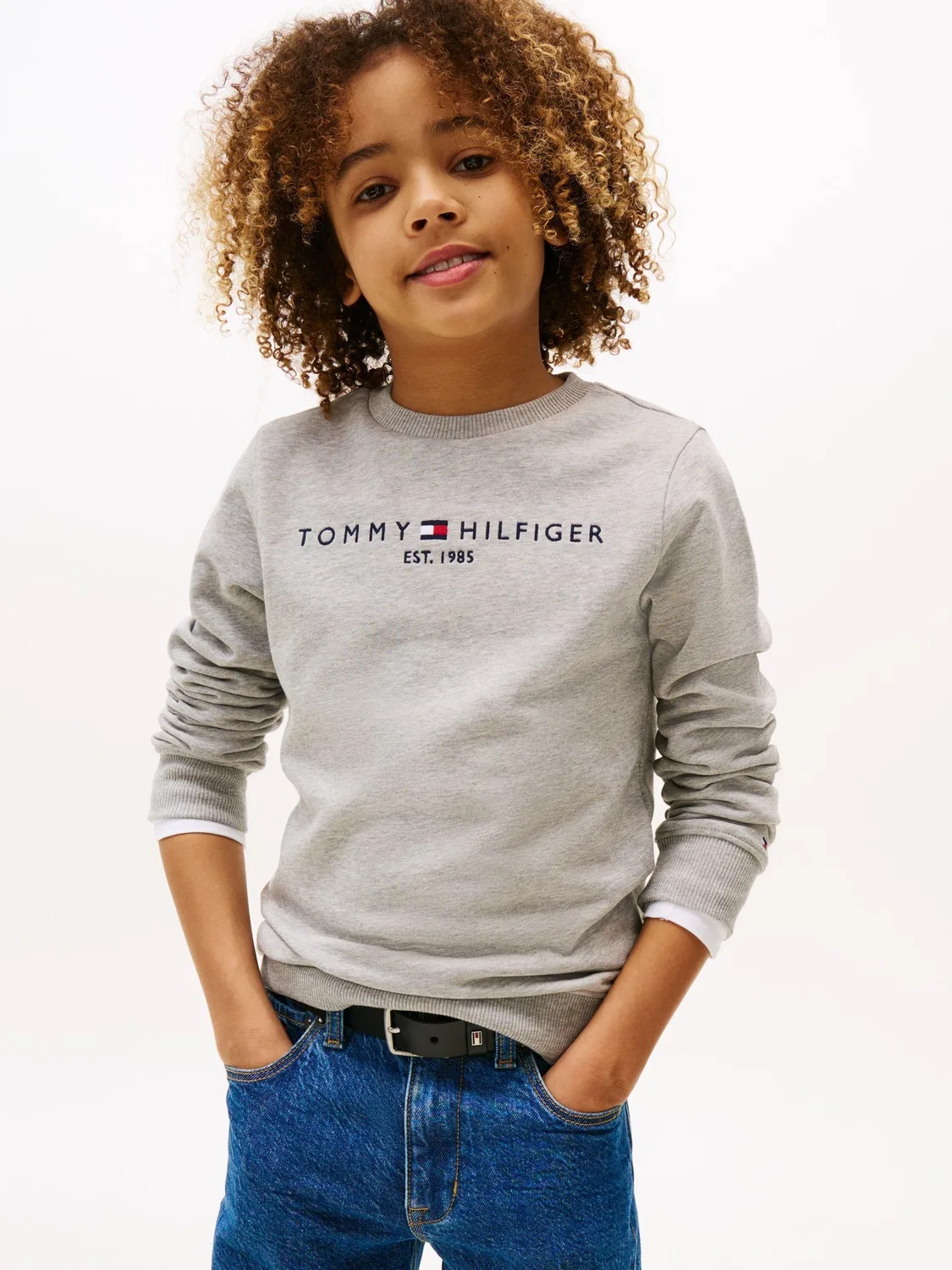 Свитшот, хлопок Tommy Hilfiger Essential, серый