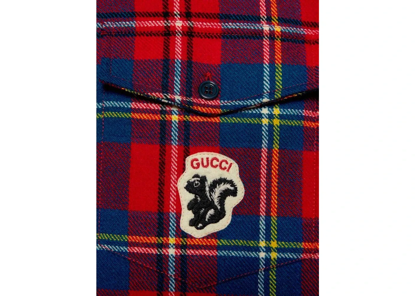 Мужская рубашка с принтом Gucci Tartan Skunk-Patch Gucci, Red — фото 2