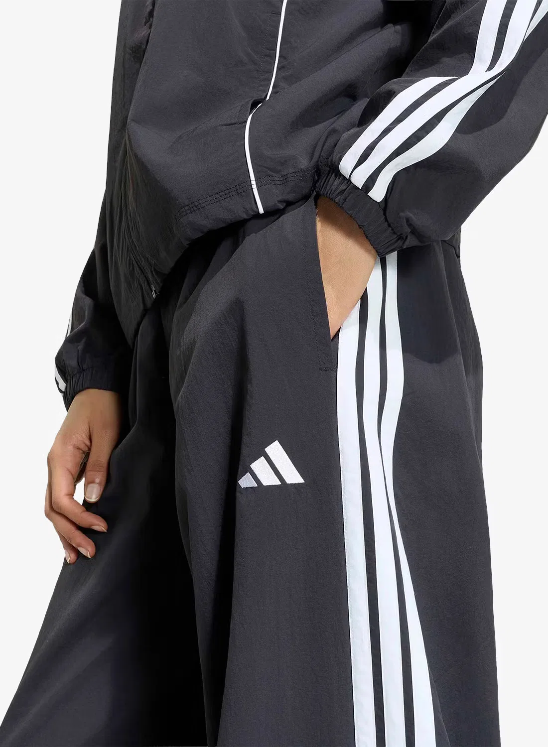 Штаны свободного кроя с кулиской 3-Strpes iconic woven Adidas, черный — фото 3