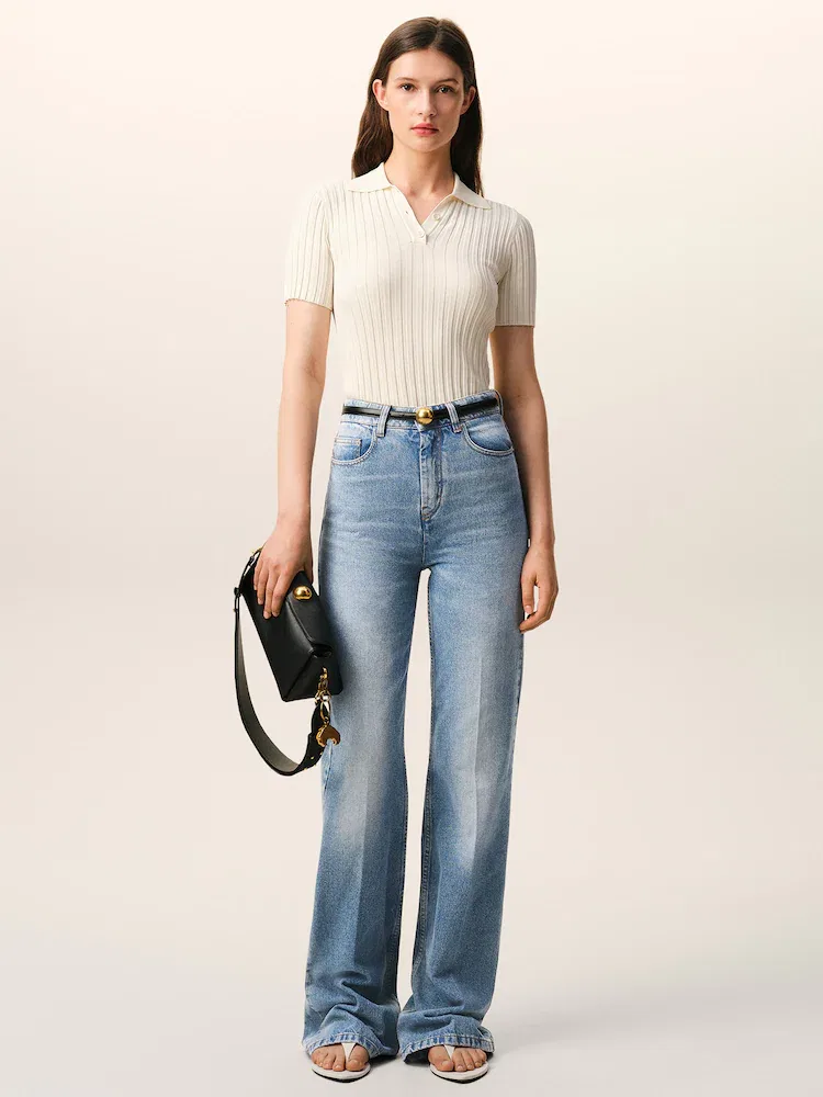 Джинсы клеш Women Flare Fit Jeans AMI PARIS, Blue