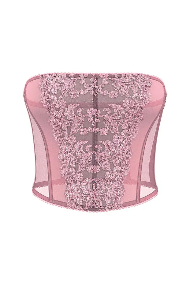 Женское бюстье без бретелек с принтом Vintage Blossom Victoria'S Secret, Nostalgic Pembe — фото 3