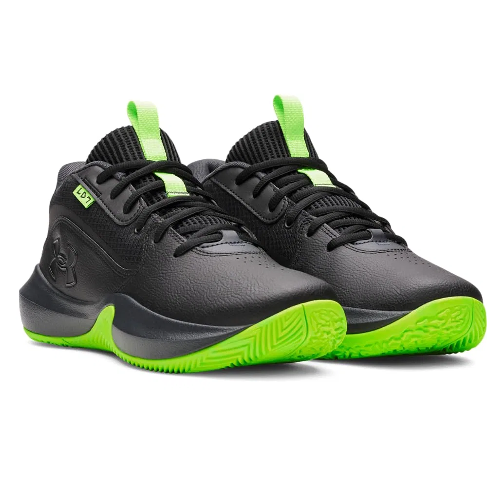 Детские кроссовки для девочек с принтом Lockdown 7 Under Armour, 006 Black Anthracite Black Metallic — фото 2