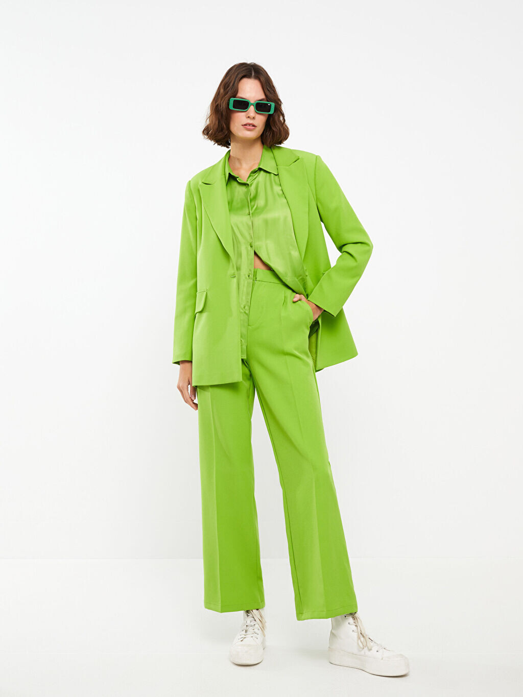 

Удобные прямые женские брюки LCW Casual, Зеленый, Удобные прямые женские брюки LCW Casual