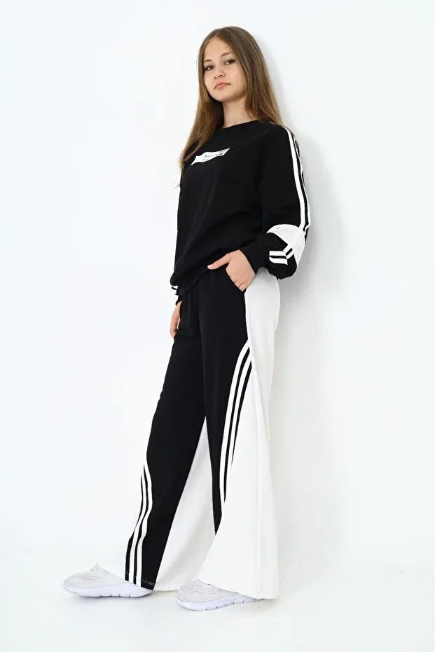 Детский спортивный комплект для девочек с принтом Asortik Kids, Black — фото 4