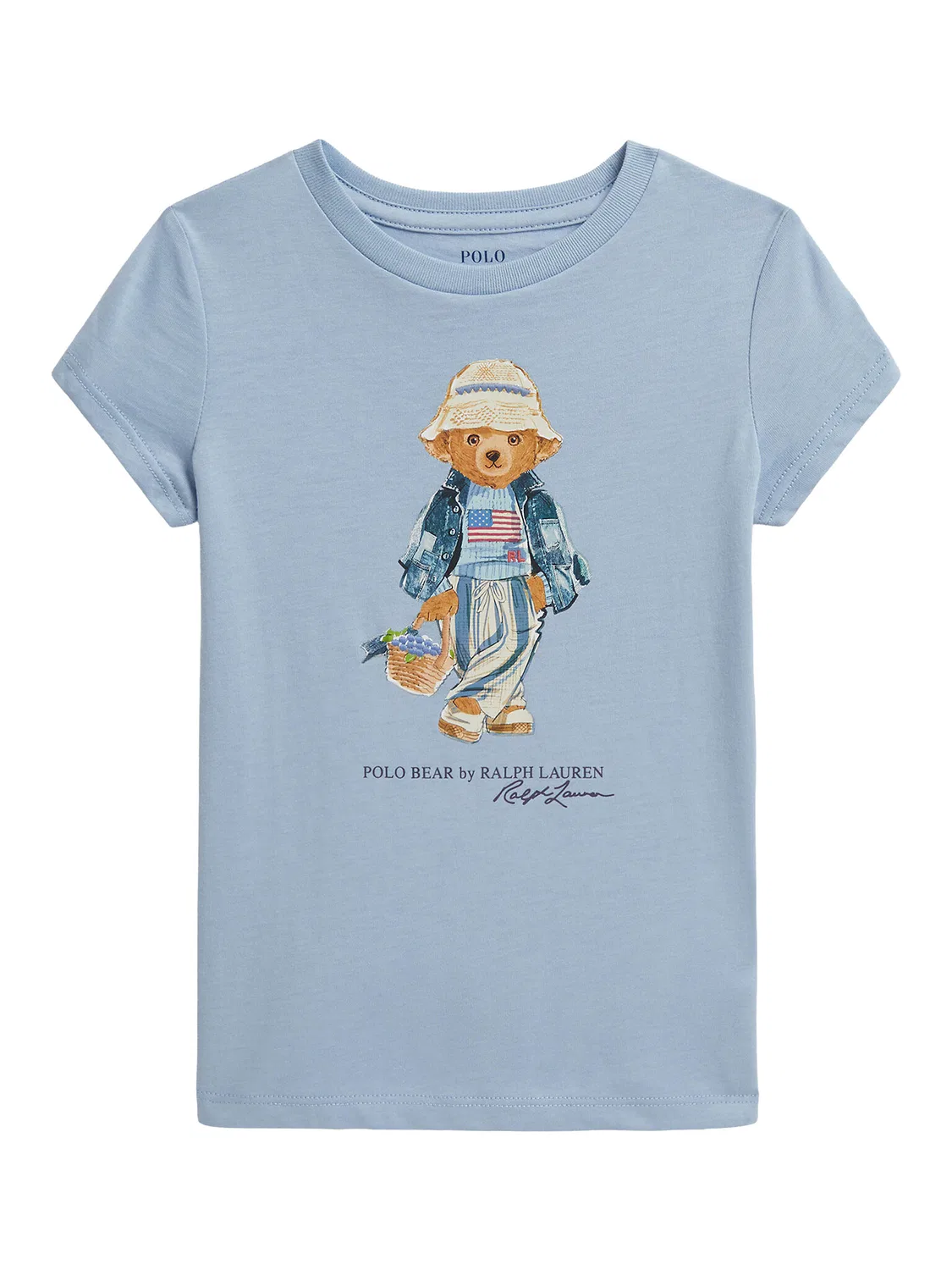Футболка небесно-голубого цвета стандартного кроя для девочки Polo Ralph Lauren, голубой