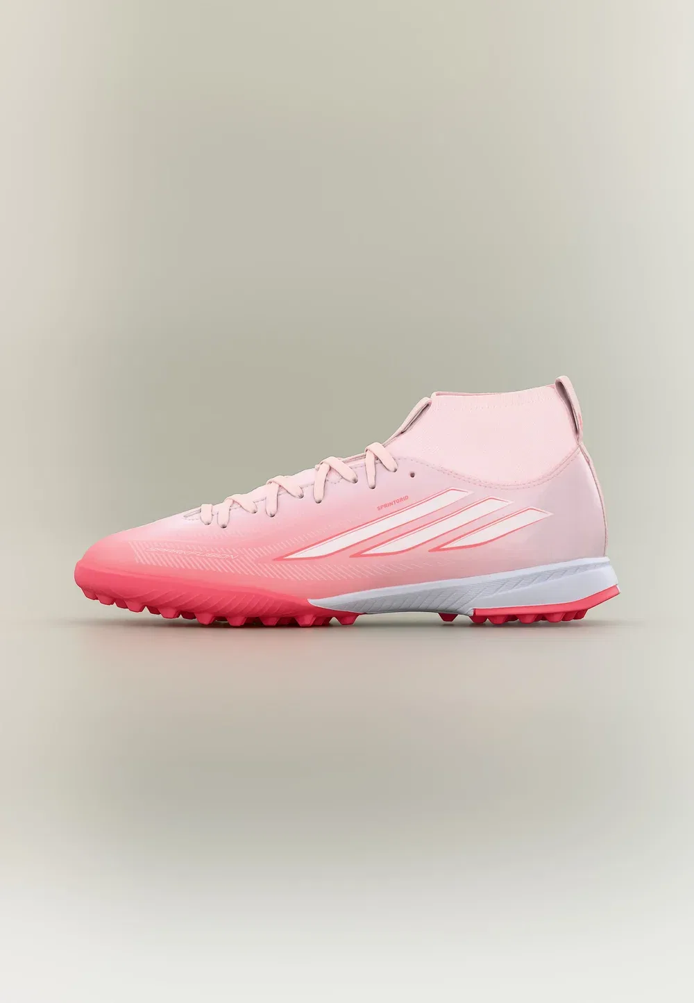 Детские футбольные бутсы F50 Sparkfusion League Mid Cut Turf унисекс - для искусственных газонов Adidas Performance, Solar Turbo/Footwear White/Distilled Pink