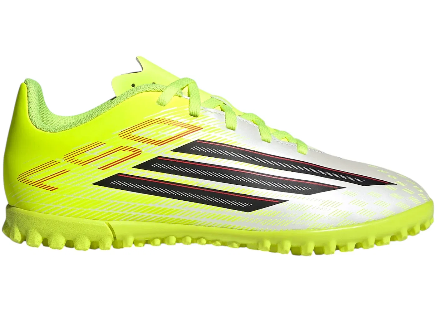 Детские кроссовки для мальчиков с длинным шнурованием Adidas F50 Club TF, Team Solar Yellow 2 Core Black Lucid Red