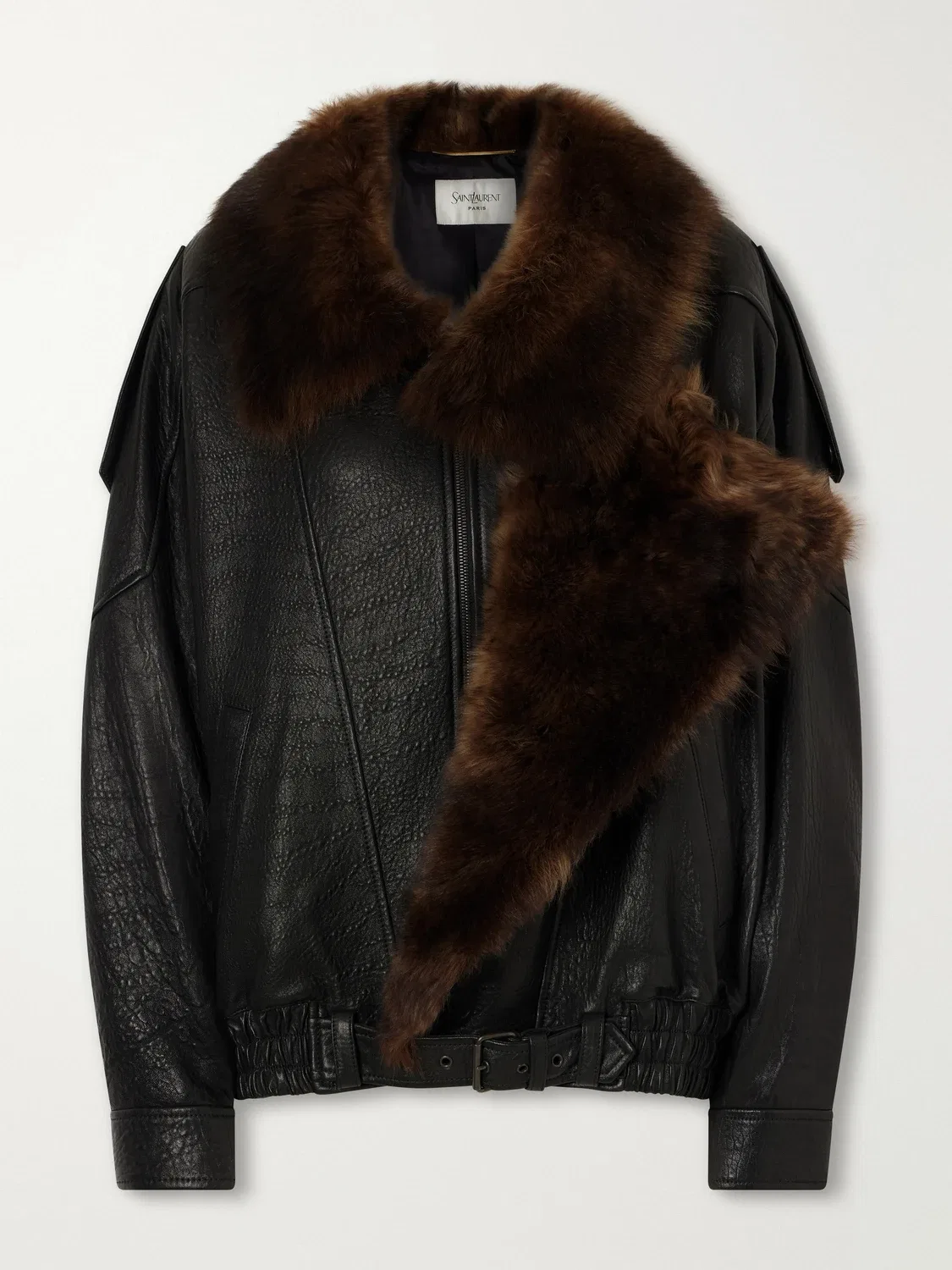 Дубленка с поясом Saint Laurent, черный