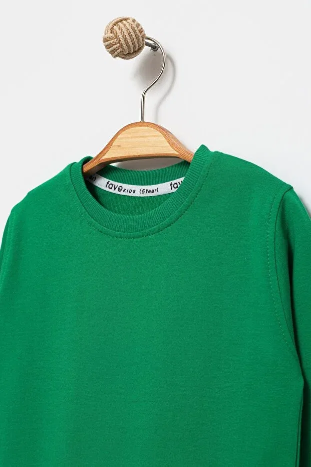 Детские свитшот для мальчиков с длинным рукавом Bluescreen Favo Kids, Dark Green — фото 2