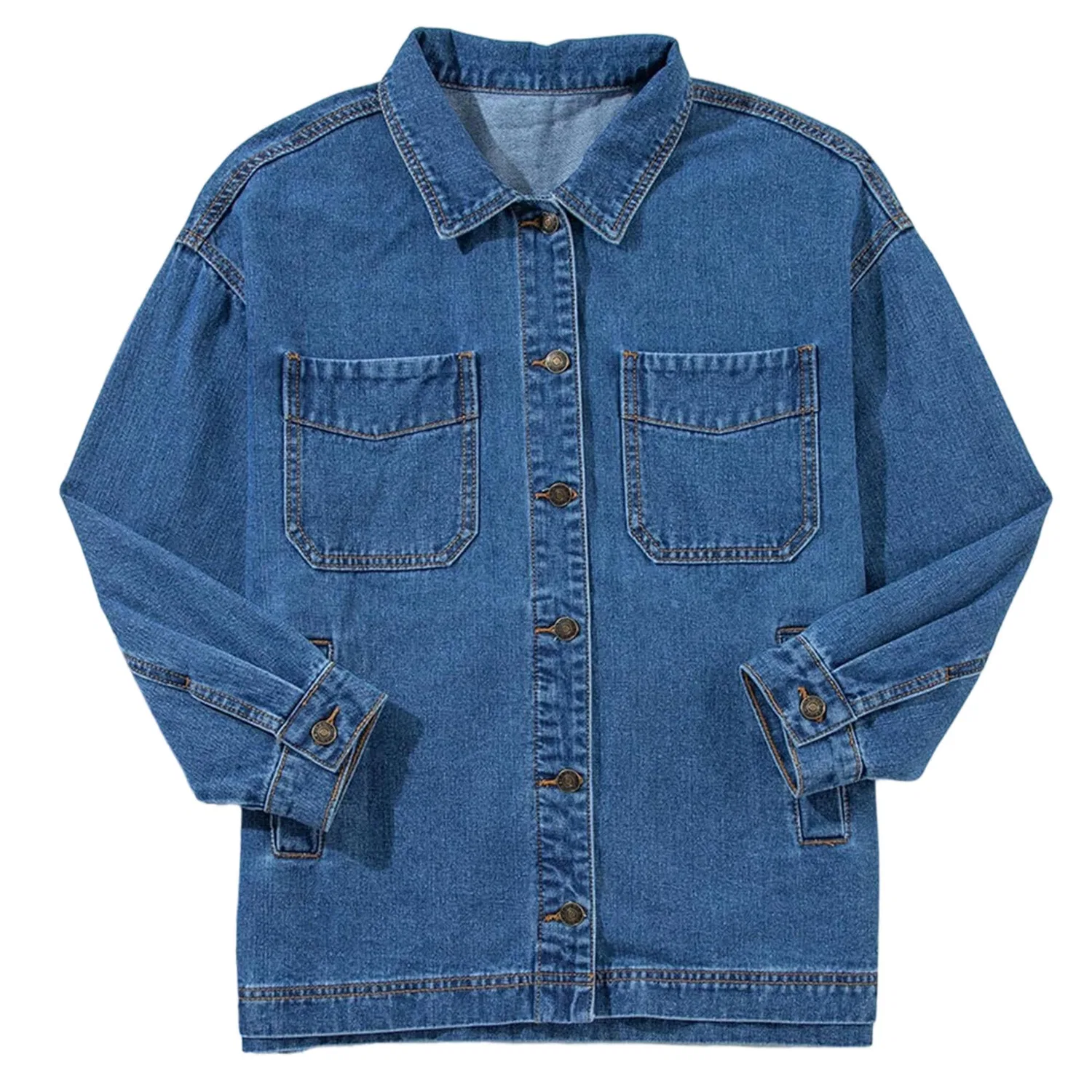 Женская джинсовая куртка oversize на пуговицах, Blu reale — фото 4
