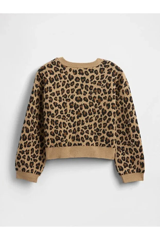 Детский кардиган для девочек с принтом Leopard Pattern Gap, Brown-000 — фото 2