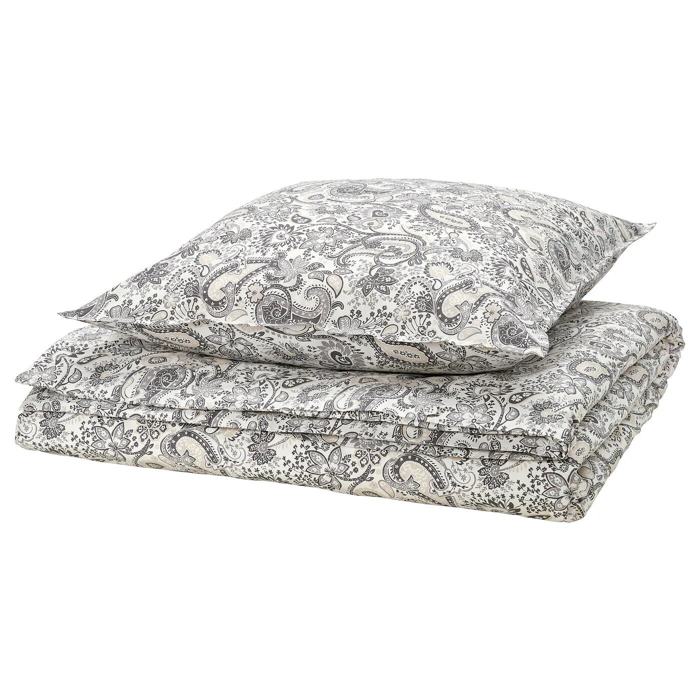 

Комплект постельного белья, 2 шт., серый/белый, 155х220/80х80 см, RODGERSIA IKEA