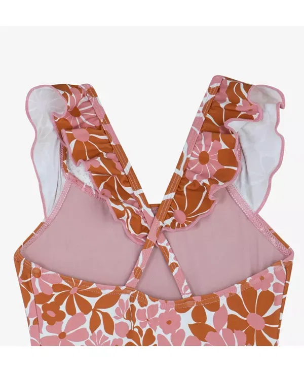 Детский купальник для девочек с квадратным вырезом и рюшами Summer Memories Gottex Kids, Pink/Brown — фото 3