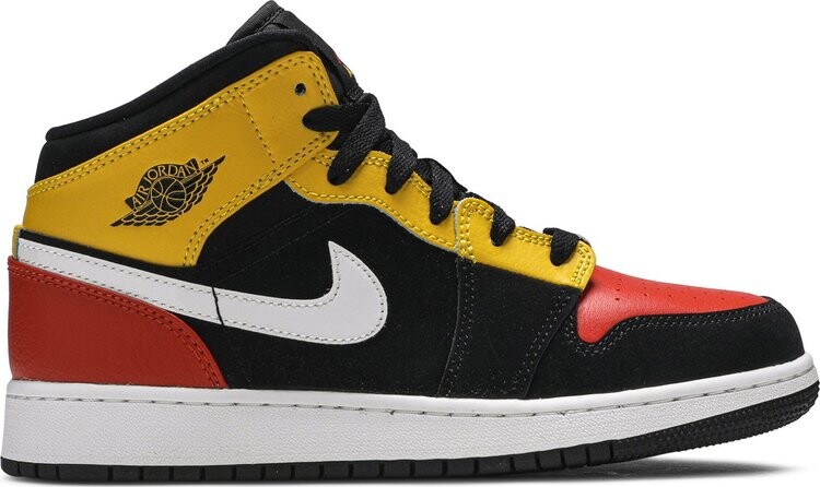 

Кроссовки Nike Air Jordan 1 Mid SE GS 'Amarillo Team Orange', черный