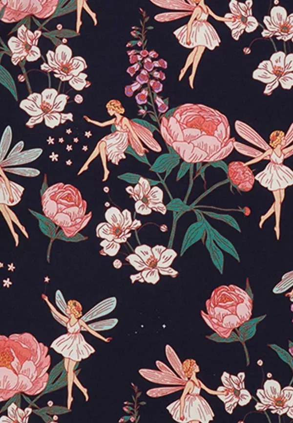 Брюки с принтом Floral, Fairies and flowers, Walkiddy, dark blue, темно-синий — фото 4