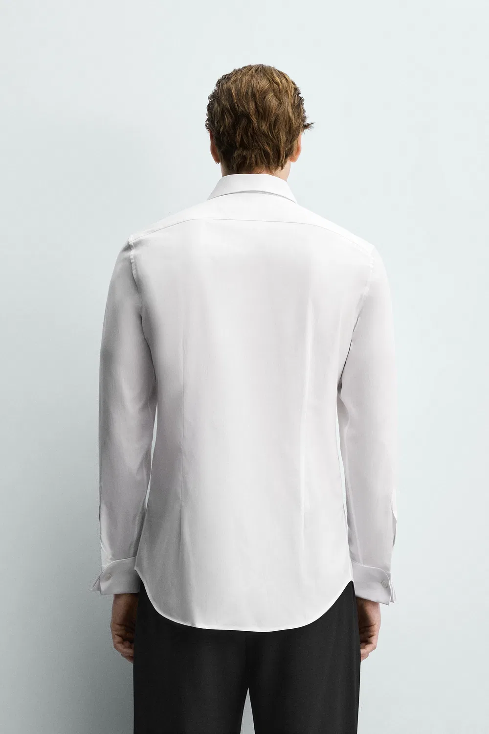 Рубашка приталенного кроя с бочкообразными манжетами ZARA, White — фото 3