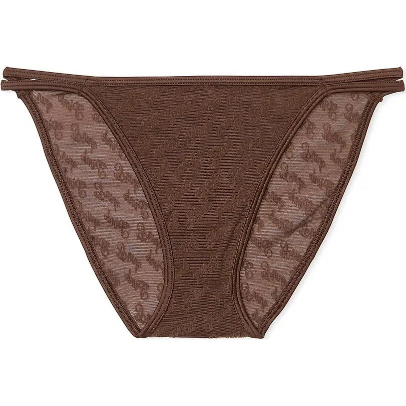 Трусы Victoria's Secret Pink Logo Mesh Strappy Cheeky, Ganache