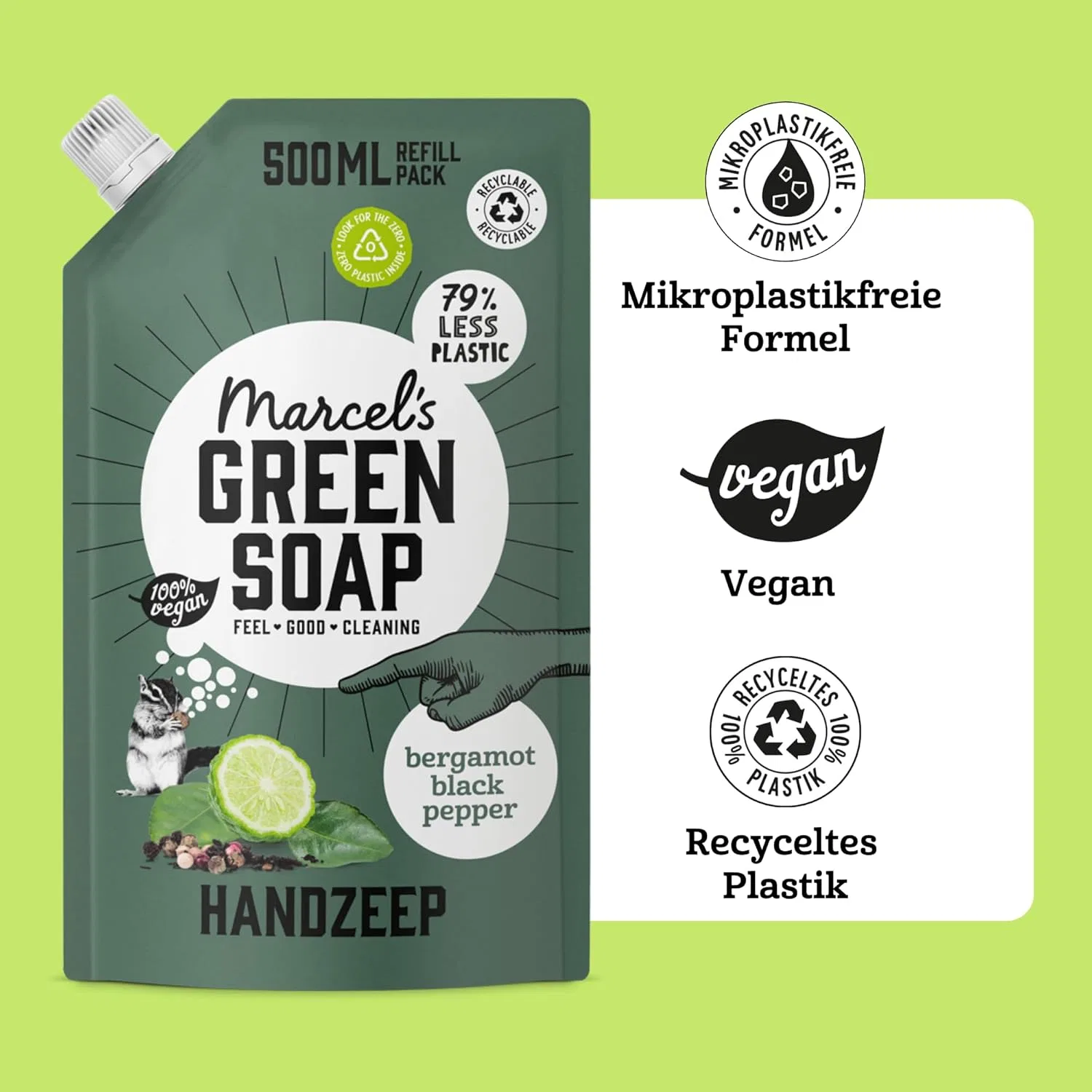 Жидкое мыло для рук Refill Black Pepper & Bergamot, Marcel's Green Soap, 500 мл — фото 4
