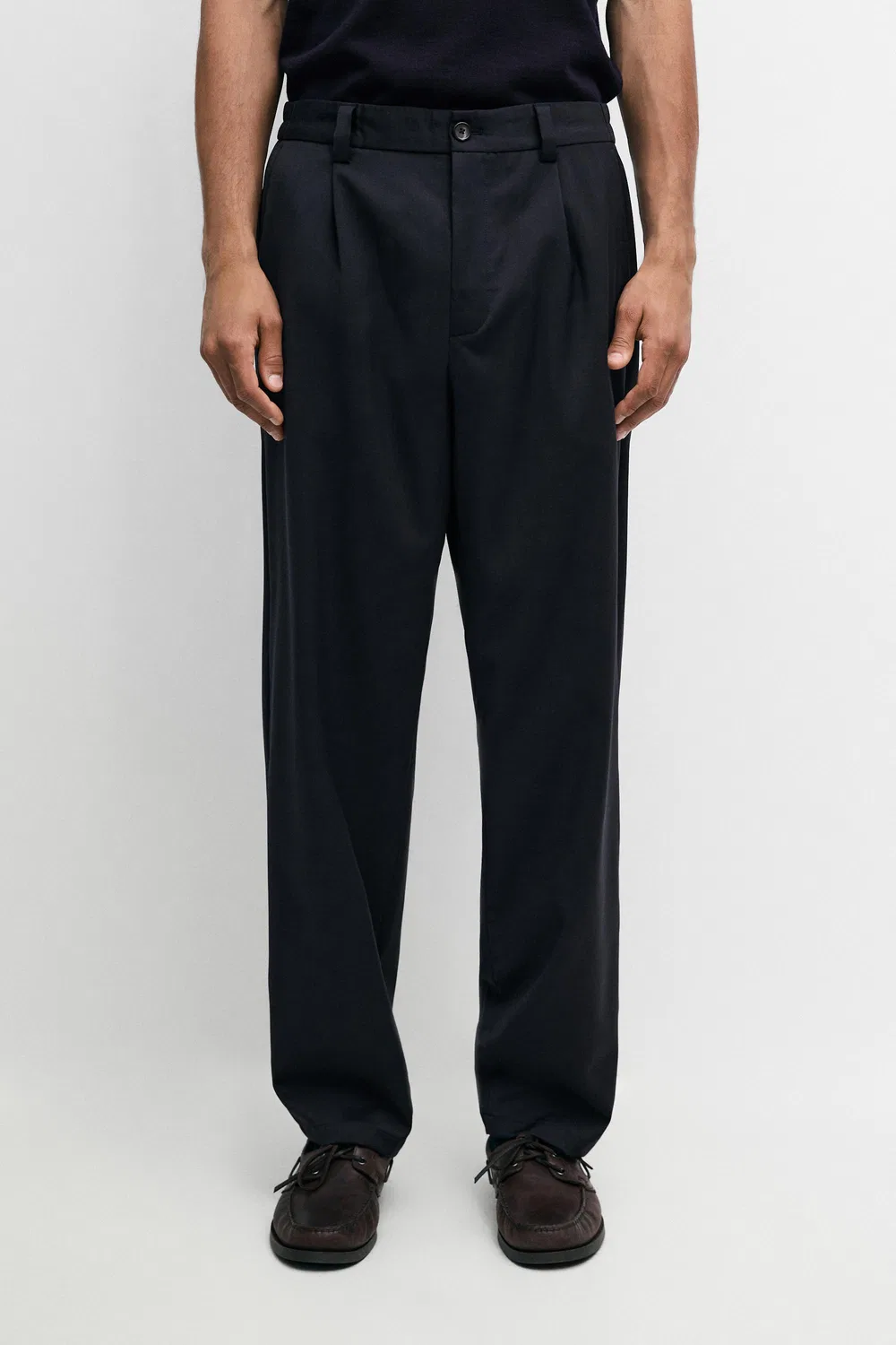 Брюки Massimo Dutti 100% Wool Straight-Leg, темно-синий