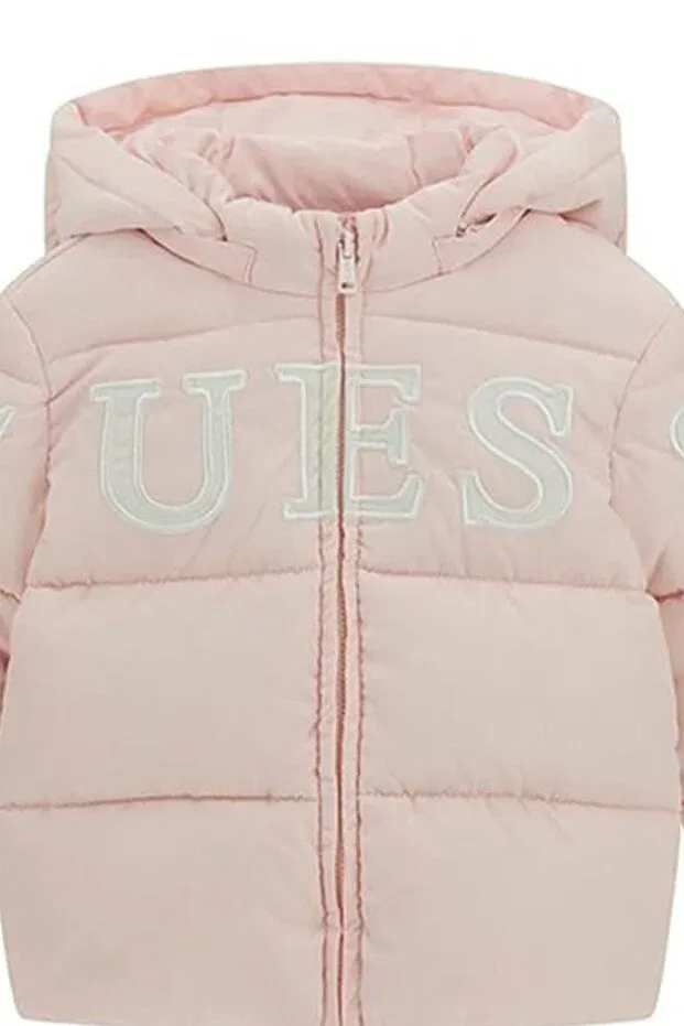 Детское зимнее пальто для девочек с капюшоном Guess, Pink Tint — фото 3