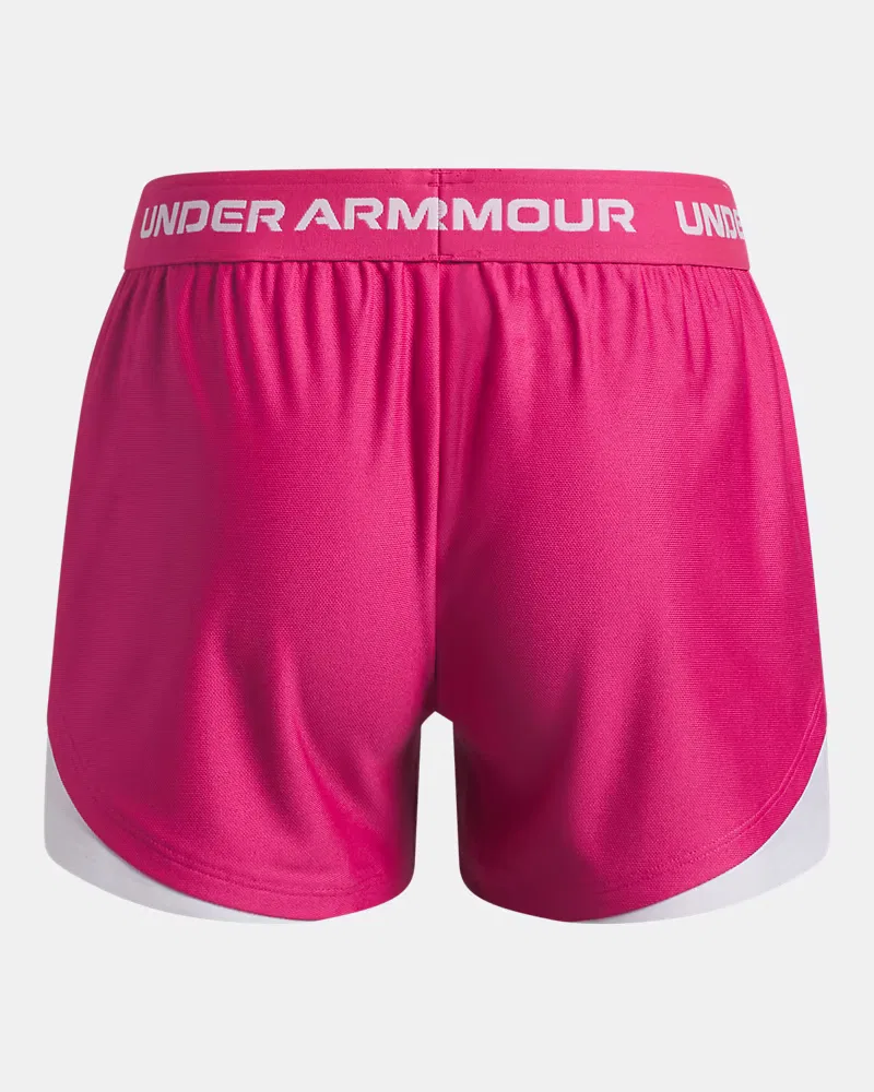 Детские шорты быстросохнущие из переработанного полиэстера UA Tech Play Up UnderArmour, Virtual Pink/White — фото 2