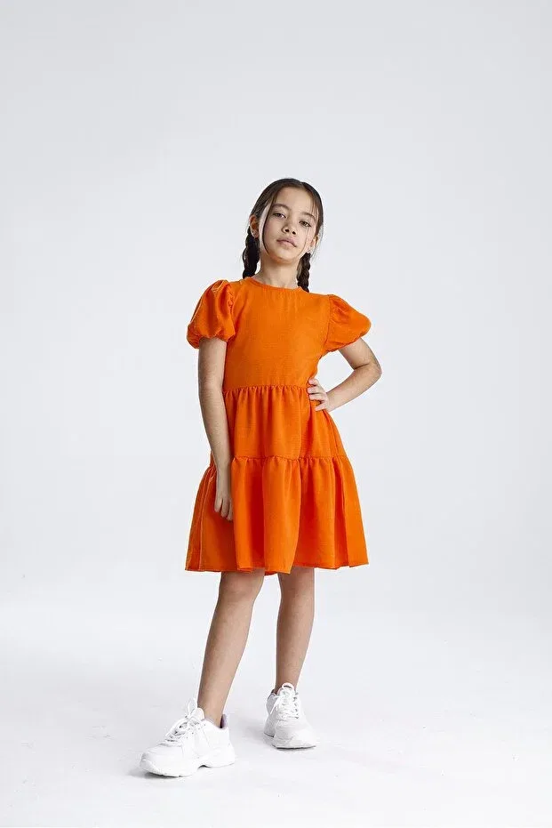 Детское платье для девочек хлопковое Basic plain dress Miababy, Oranj