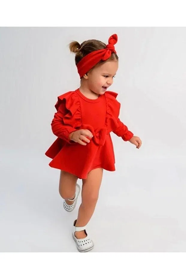 Детское боди-комбинезон для девочек с длинным рукавом Pony Baby, Red — фото 3
