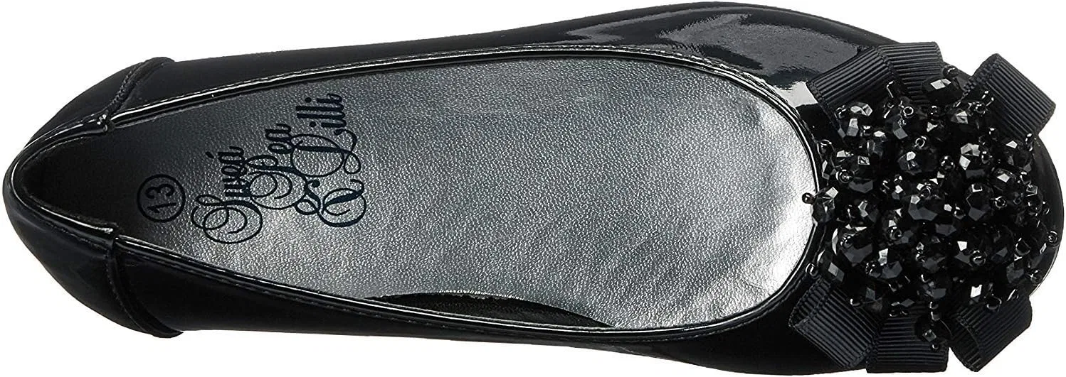 Детские балетки для девочек с жемчужным бантом Swea Pea & Lilli, Black Patent — фото 4