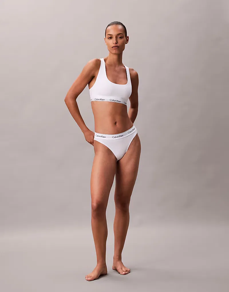 Бюстгальтер-топ Calvin Klein Icon из хлопка и модала с подкладкой, белый — фото 3