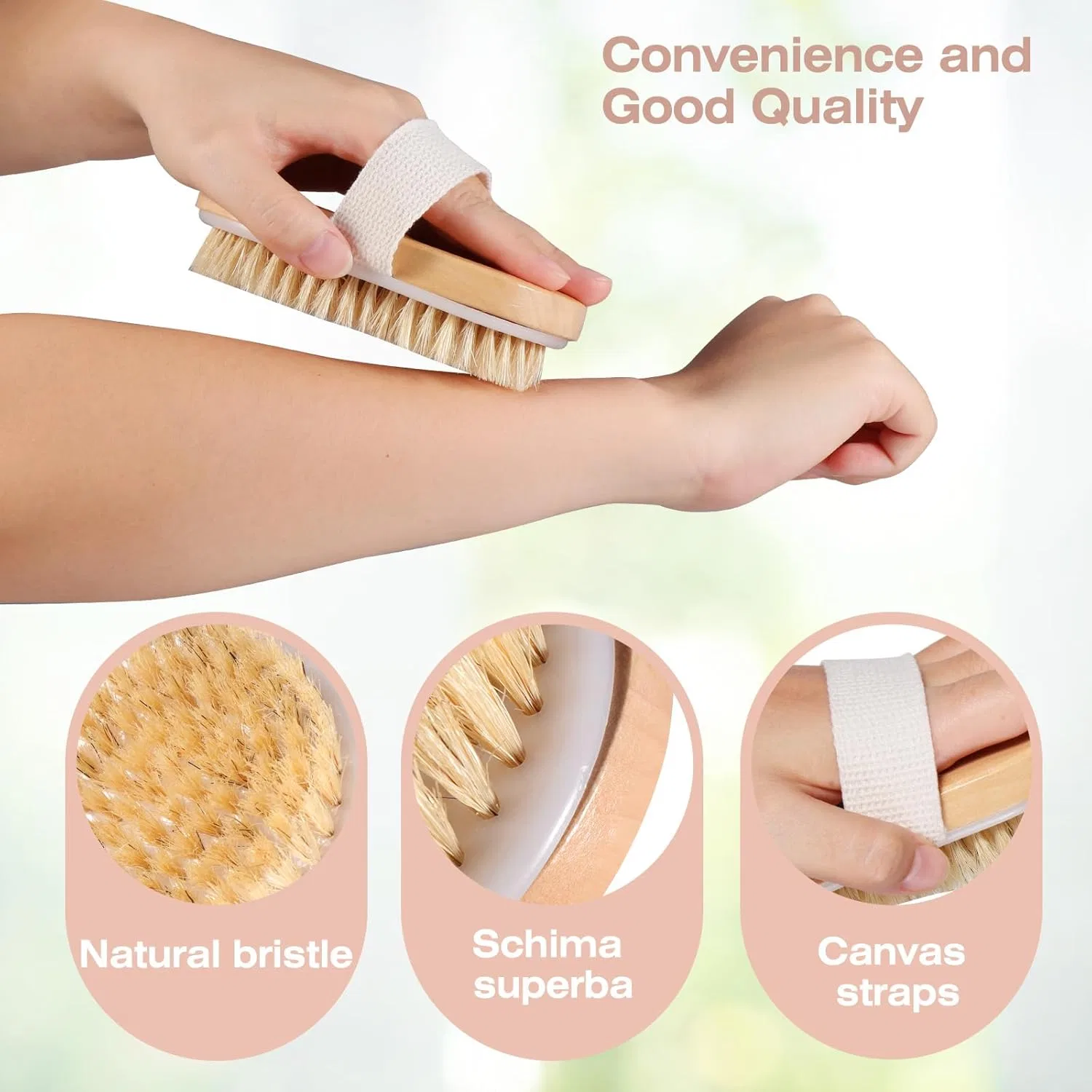 Сухая щетка для тела, Blendura, Натуральная щетина, 13.1 x 8 см — фото 4