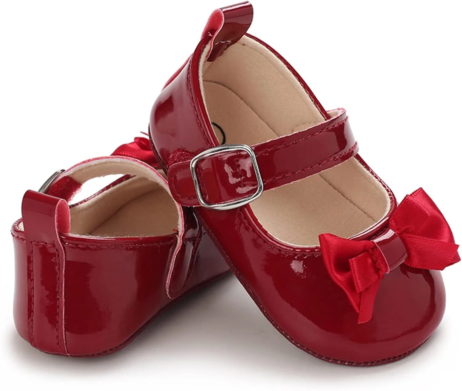 Детские туфли для девочек с кружевной отделкой Mary Jane, Red — фото 4