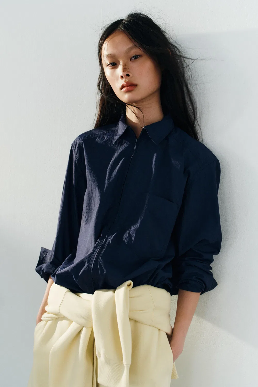 Рубашка на молнии из технической ткани ZARA, Midnight blue — фото 2