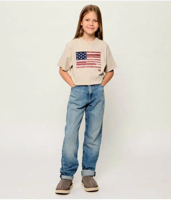 Детская футболка с круглым вырезом хлопковая T-Shirt Polo Ralph Lauren, бежевый — фото 2