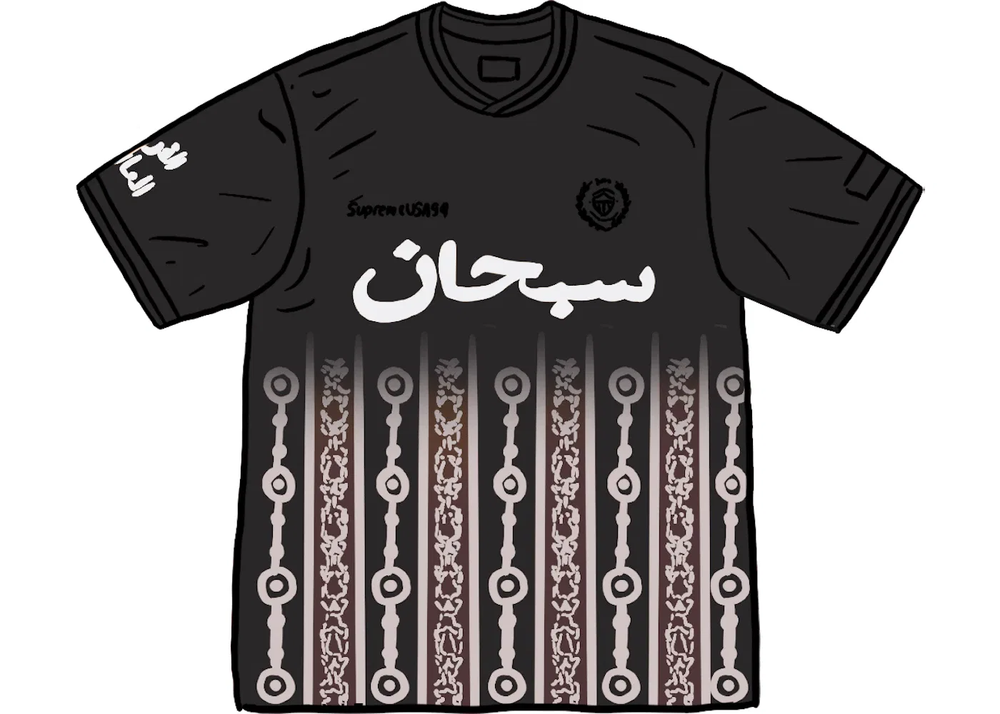 Мужская футболка с принтом Supreme Arabic Logo Soccer Jersey Black