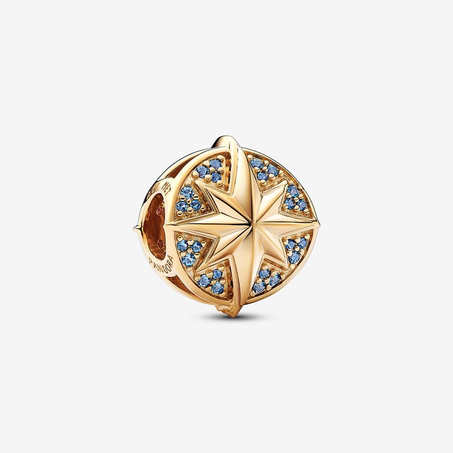 

Шарм Pandora х Marvel Captain Marvel Insignia, золото/голубой, красный