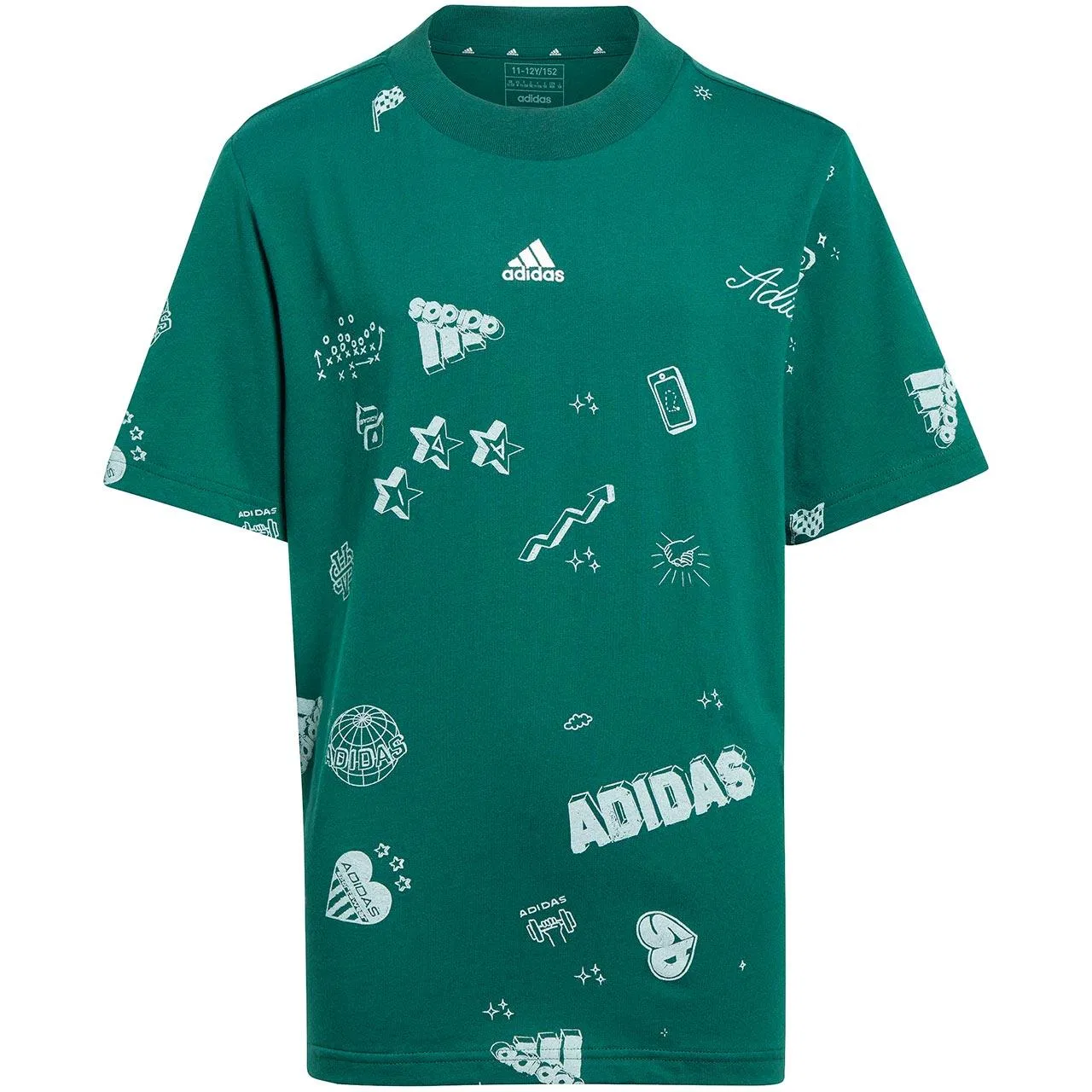 Детская футболка с принтом Brand Love Allover Print Adidas, Grun