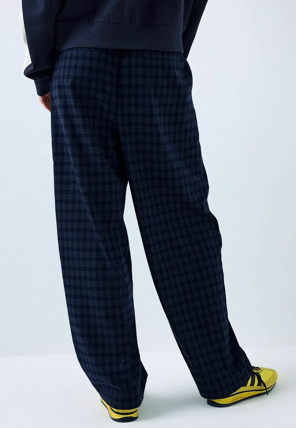 Брюки с закругленными штанинами и ворсом Next, Navy Blue Check — фото 3
