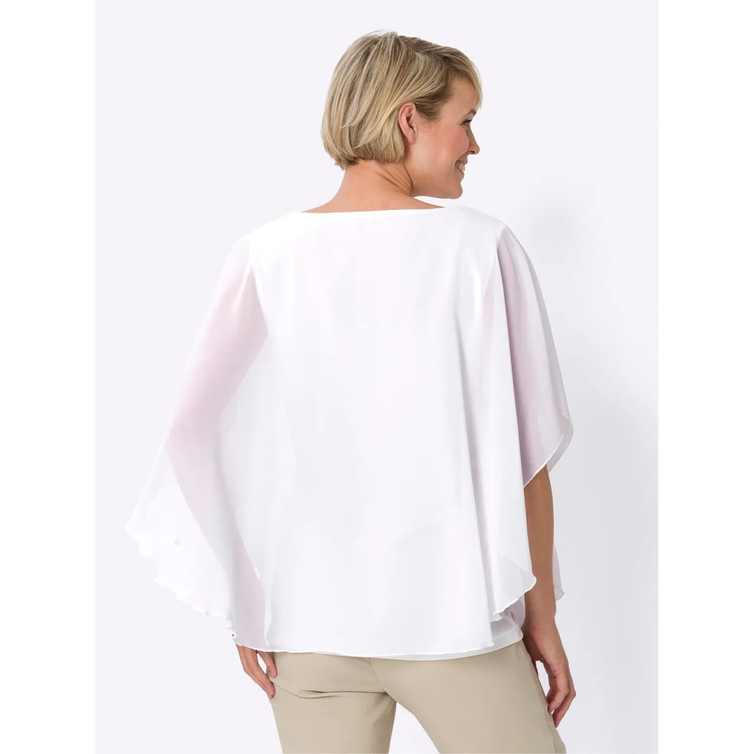 Женский блуза-георгет с цветочным принтом Classic Basics, White/Pink — фото 3