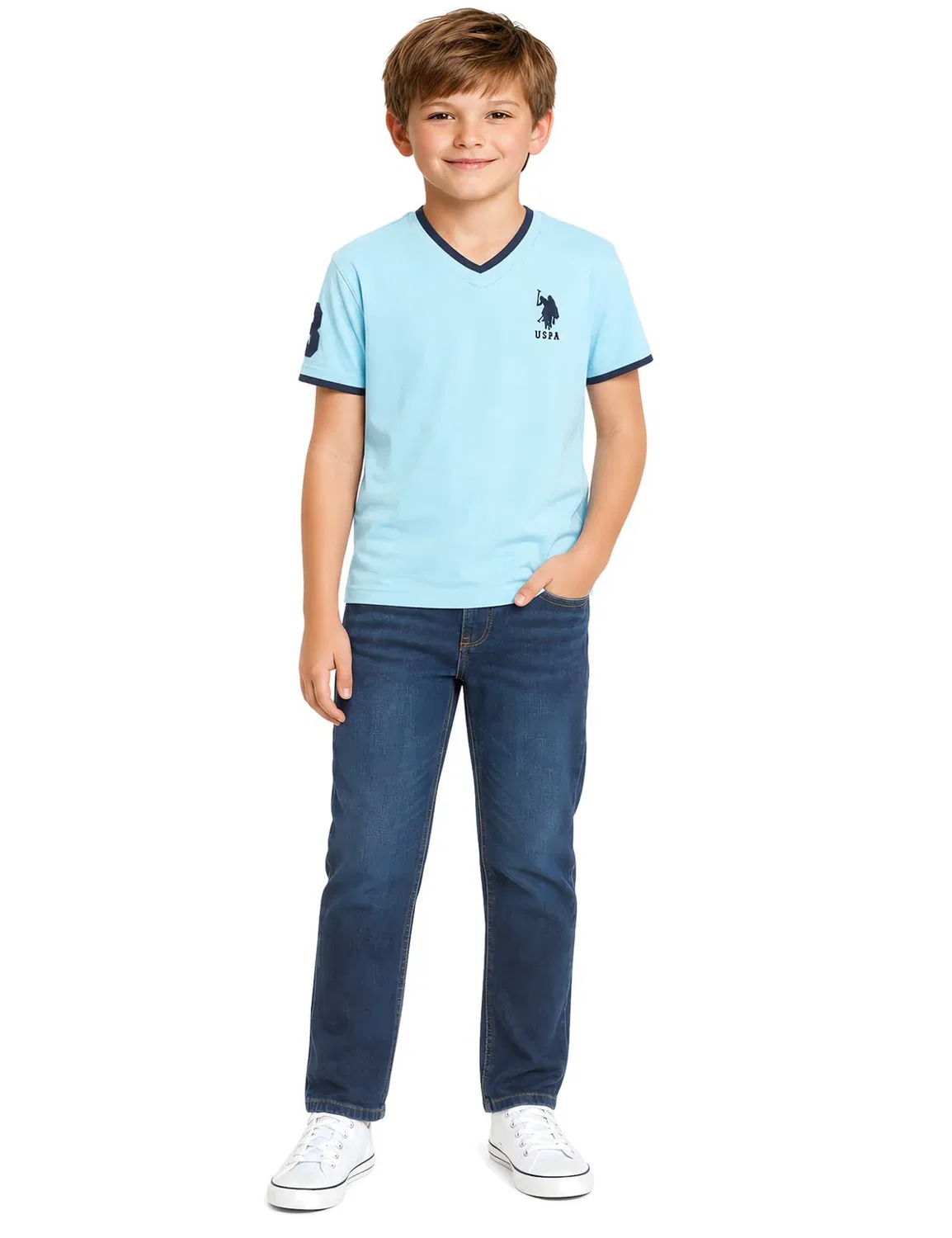 Простая футболка с V-образным вырезом для мальчиков U.S. Polo Assn, Tropical Breeze — фото 2