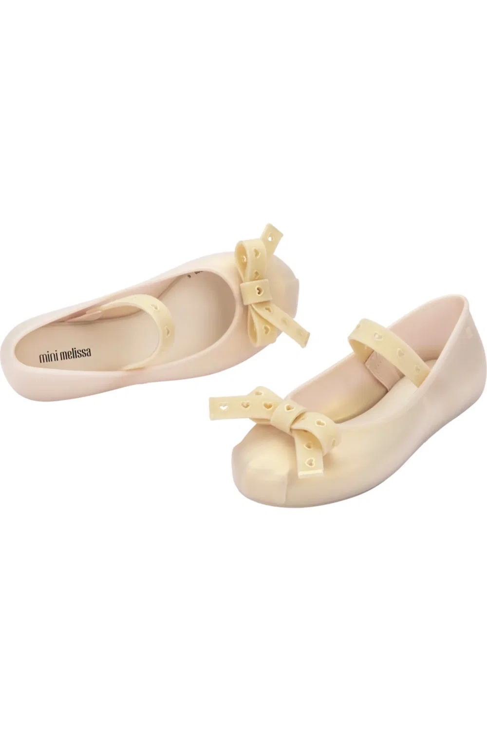 Детские туфли Мэри Джейн с бантом и вырезами Mini Sophie Crush Mini Melissa, Pearly Beige — фото 3