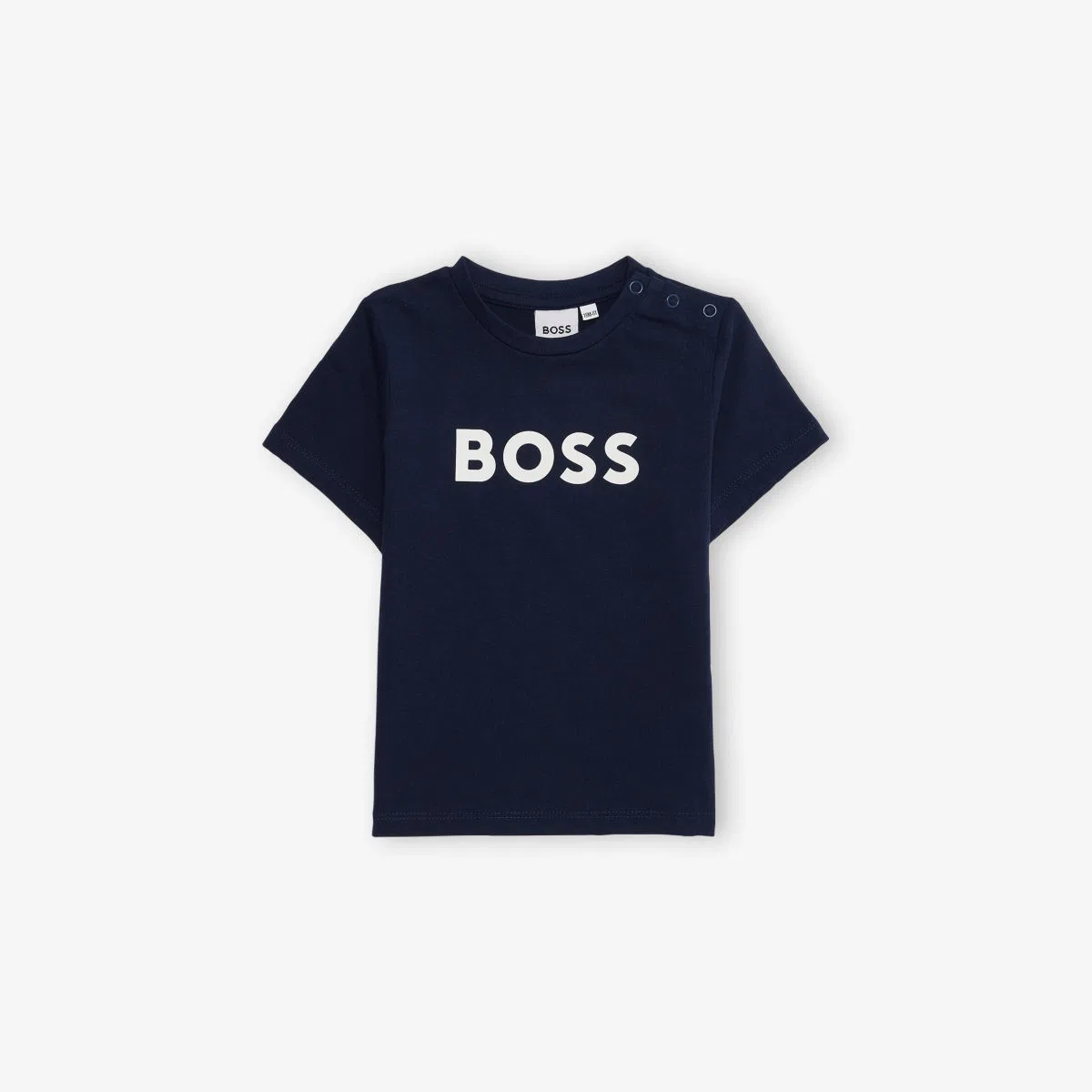 Хлопковая футболка с коротким рукавом и логотипом, размер 6 месяцев-3 лет Boss, темно-синий
