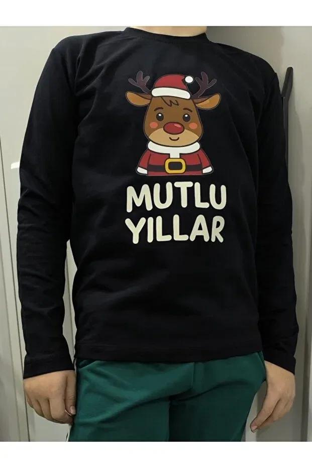 Детские свитшот для девочек хлопковый Happy New Year Pidal Giyim, Black