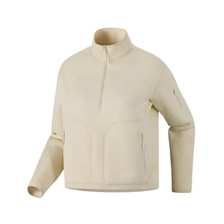 Arcteryx Женский флисовый топ со стойкой воротником Arc Silk Heather Salt, Polar White/Driftwood White