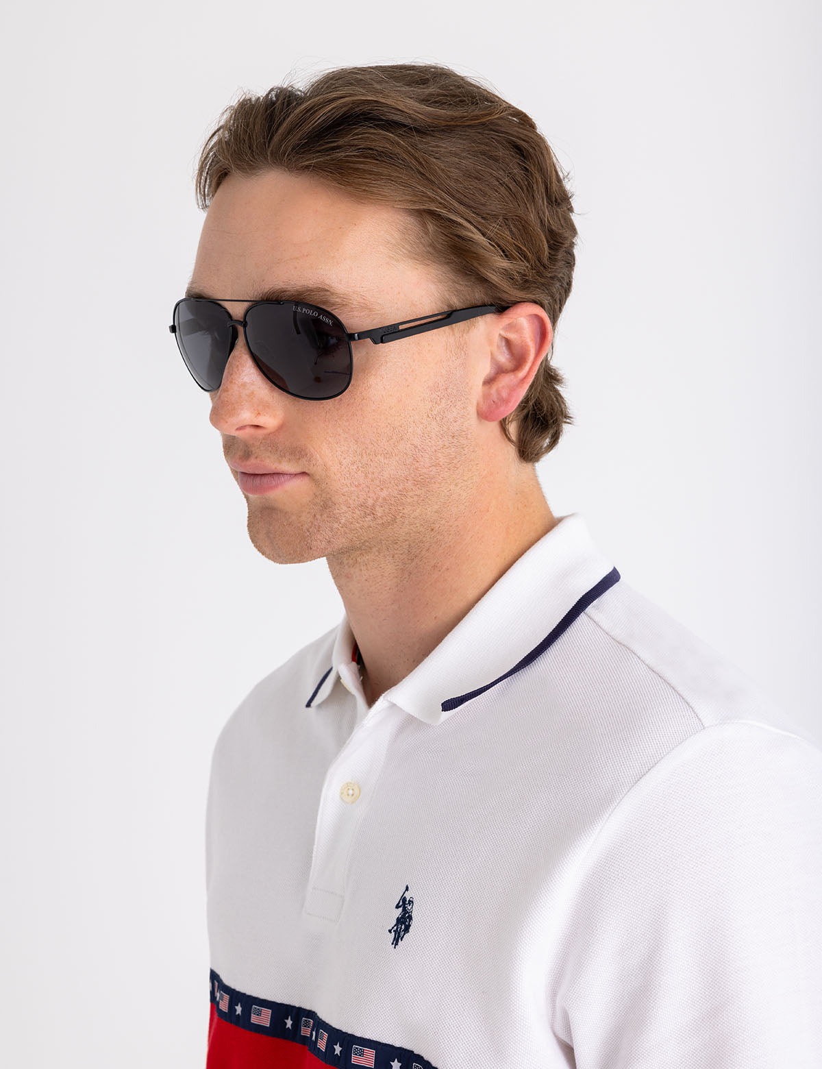 

Солнцезащитные очки U.S. Polo Assn Mens Classic Metal Aviator, черный